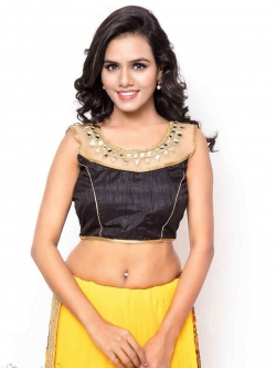 Black Bhagalpuri Silk Mirror Work, Zari Work Blouses