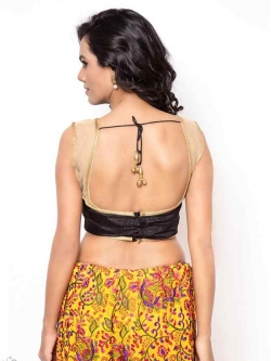 Black Bhagalpuri Silk Mirror Work, Zari Work Blouses
