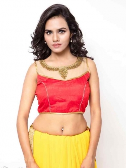 Red Dupion Silk, Net Stone With Beads Work, Lace Blouses