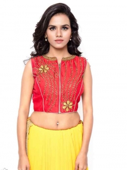 Red Bhagalpuri Silk Zardosi With Stone Work Blouses