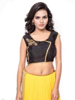 Black Bhagalpuri Silk Zari Work, Golden Lace, Stone Work Blouses