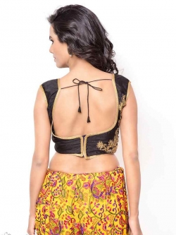 Black Bhagalpuri Silk Zari Work, Golden Lace, Stone Work Blouses