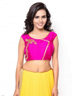 Pink Bhagalpuri Silk Zari Work, Golden Lace, Stone Work Blouses