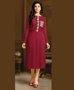 Maroon Rayon Solid A Line Kurtis
