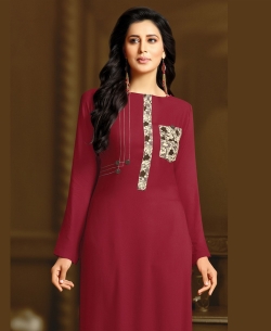 Maroon Rayon Solid A Line Kurtis