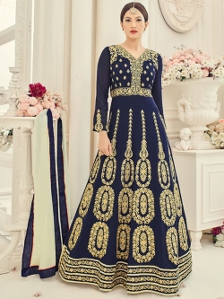 Blue Georgette Embroidered Anarkali Suits