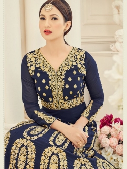 Blue Georgette Embroidered Anarkali Suits