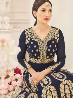 Blue Georgette Embroidered Anarkali Suits