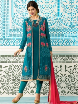 Blue Georgette Solid Chudidhar Suits