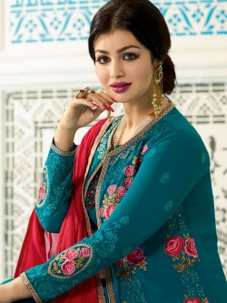 Blue Georgette Solid Chudidhar Suits