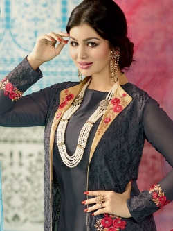 Grey Georgette Solid Chudidhar Suits