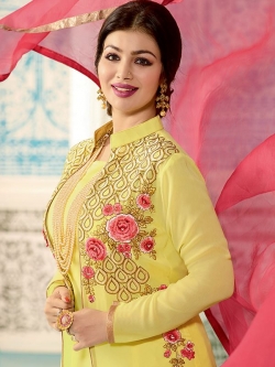 Yellow Georgette Solid Chudidhar Suits