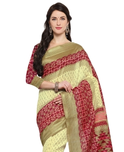 Beige Cotton Geomatric Printed Regular Sarees