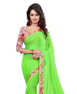 Green Nazneen Jacquard Border Regular Sarees