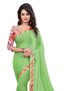 Green Nazneen Jacquard Border Regular Sarees
