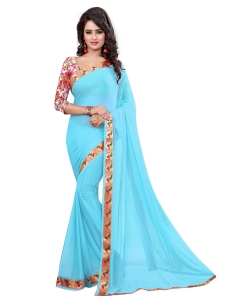 Blue Nazneen Jacquard Border Regular Sarees