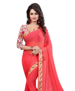 Peach Nazneen Jacquard Border Regular Sarees