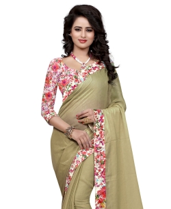 Beige Bhagalpuri Silk Floral Printed Border Regular Sarees