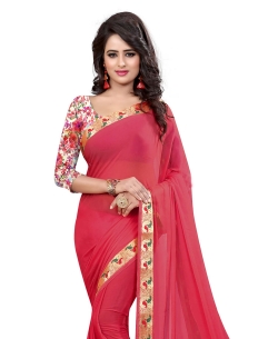 Pink Nazneen Jacquard Border Regular Sarees