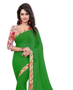 Green Nazneen Jacquard Border Regular Sarees