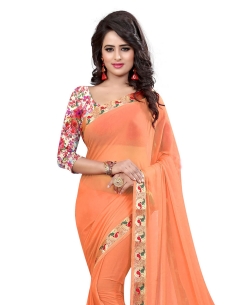 Orange Nazneen Jacquard Border Regular Sarees