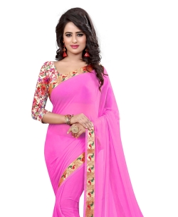 Pink Nazneen Jacquard Border Regular Sarees