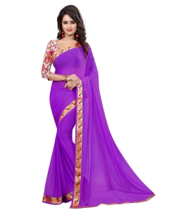Purple Nazneen Jacquard Border Regular Sarees
