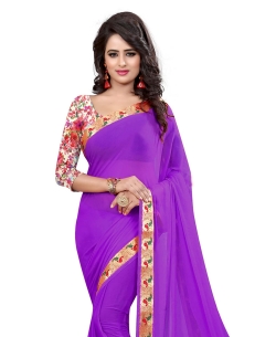 Purple Nazneen Jacquard Border Regular Sarees