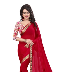 Red Nazneen Jacquard Border Regular Sarees