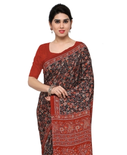 Black Crepe Silk Floral Printed Regular Sarees