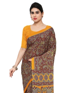 Maroon Crepe Silk Paisley Printed Regular Sarees