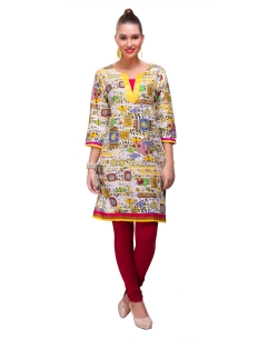 Multi Cotton Digital Printed Straight Cut Kurtis
