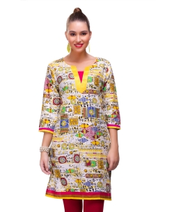 Multi Cotton Digital Printed Straight Cut Kurtis