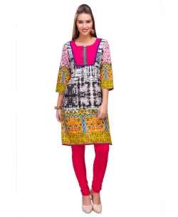 Multi Cotton Digital Printed Straight Cut Kurtis