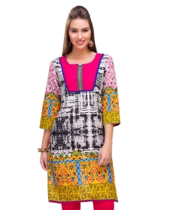 Multi Cotton Digital Printed Straight Cut Kurtis