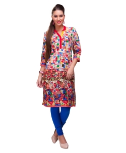 Multi Cotton Digital Printed Straight Cut Kurtis