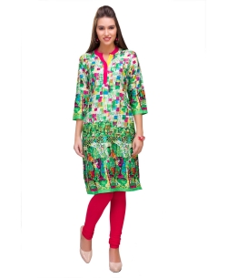 Multi Cotton Digital Printed Straight Cut Kurtis