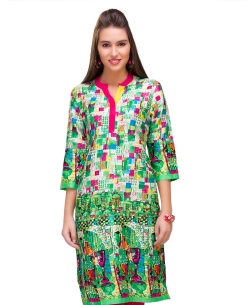 Multi Cotton Digital Printed Straight Cut Kurtis