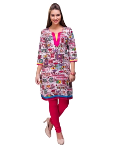Multi Cotton Digital Printed Straight Cut Kurtis