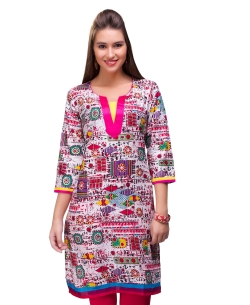 Multi Cotton Digital Printed Straight Cut Kurtis