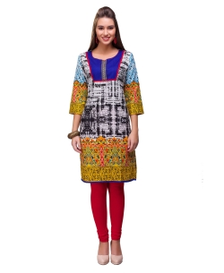 Multi Cotton Digital Printed Straight Cut Kurtis