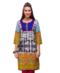 Multi Cotton Digital Printed Straight Cut Kurtis