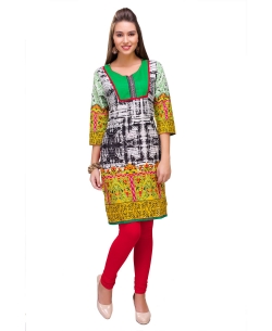 Multi Cotton Digital Printed Straight Cut Kurtis