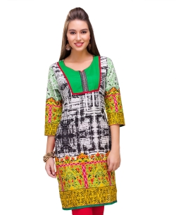 Multi Cotton Digital Printed Straight Cut Kurtis