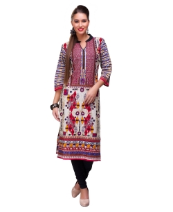 Multi Cotton Digital Printed Straight Cut Kurtis
