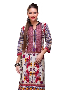 Multi Cotton Digital Printed Straight Cut Kurtis