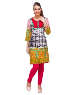 Multi Cotton Digital Printed Straight Cut Kurtis