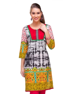 Multi Cotton Digital Printed Straight Cut Kurtis