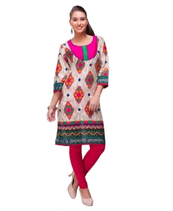 Multi Cotton Digital Printed Straight Cut Kurtis