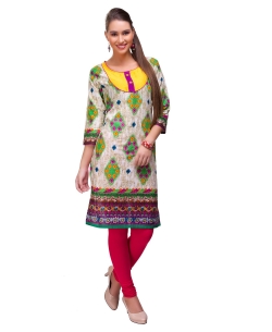Multi Cotton Digital Printed Straight Cut Kurtis